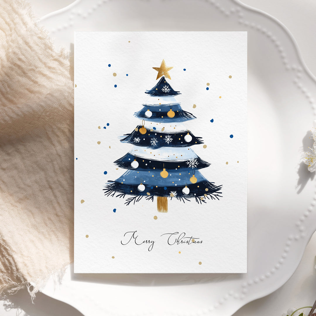 a card with a christmas tree on it