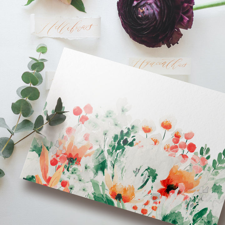 a close up of a card with flowers on it