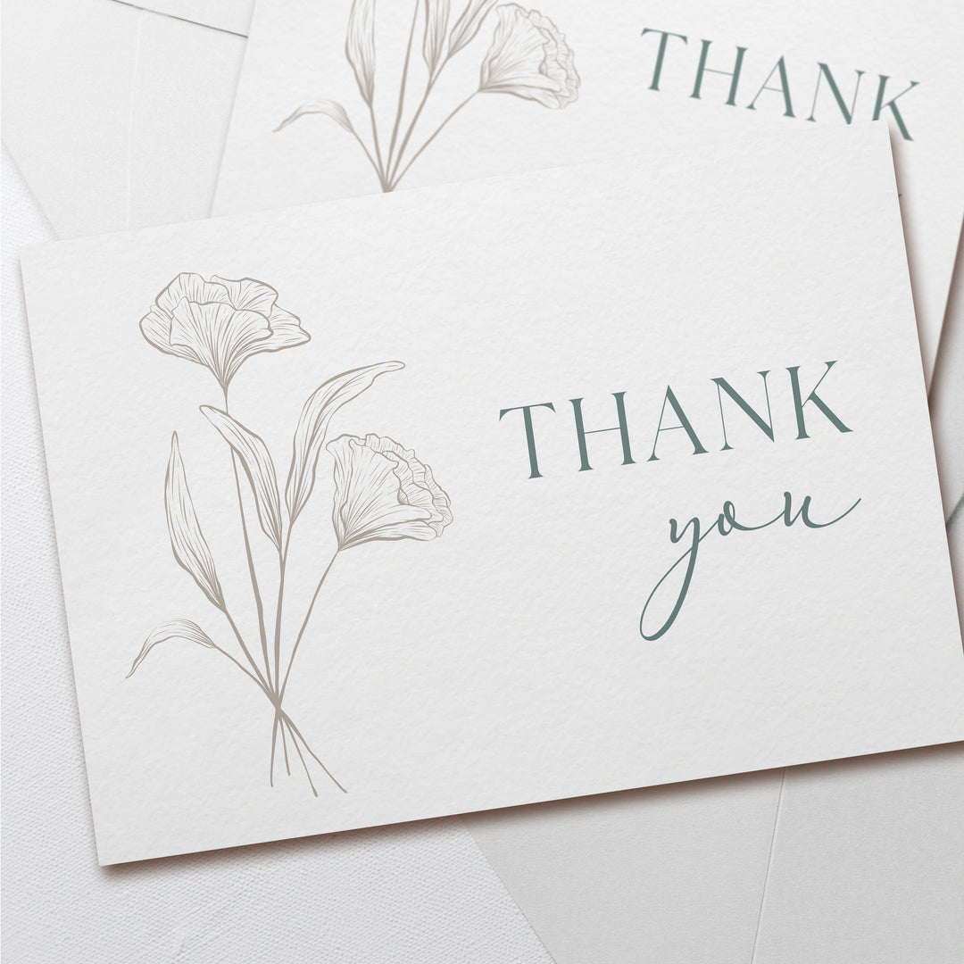 three thank cards with flowers on them