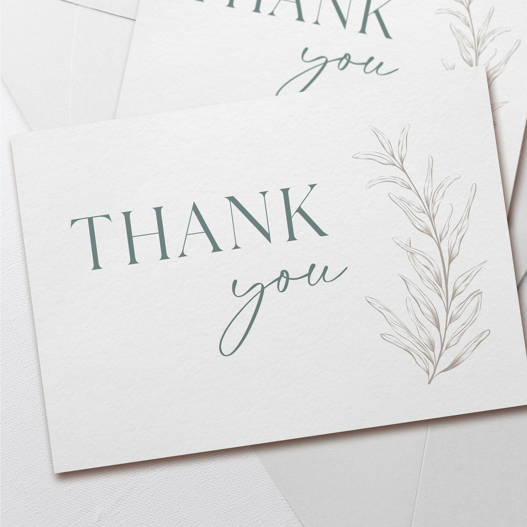 thank you cards with a green plant on them