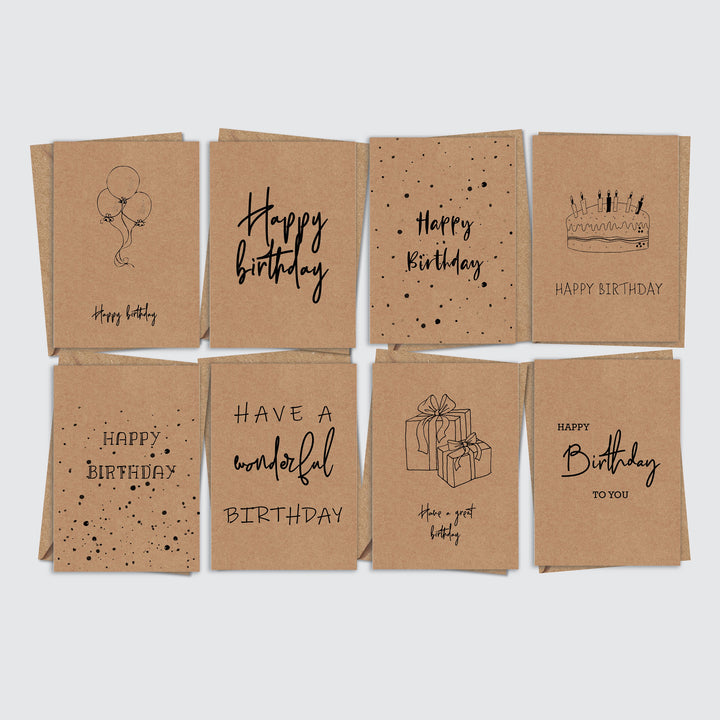 Doodle Kraft Birthday Card Pack