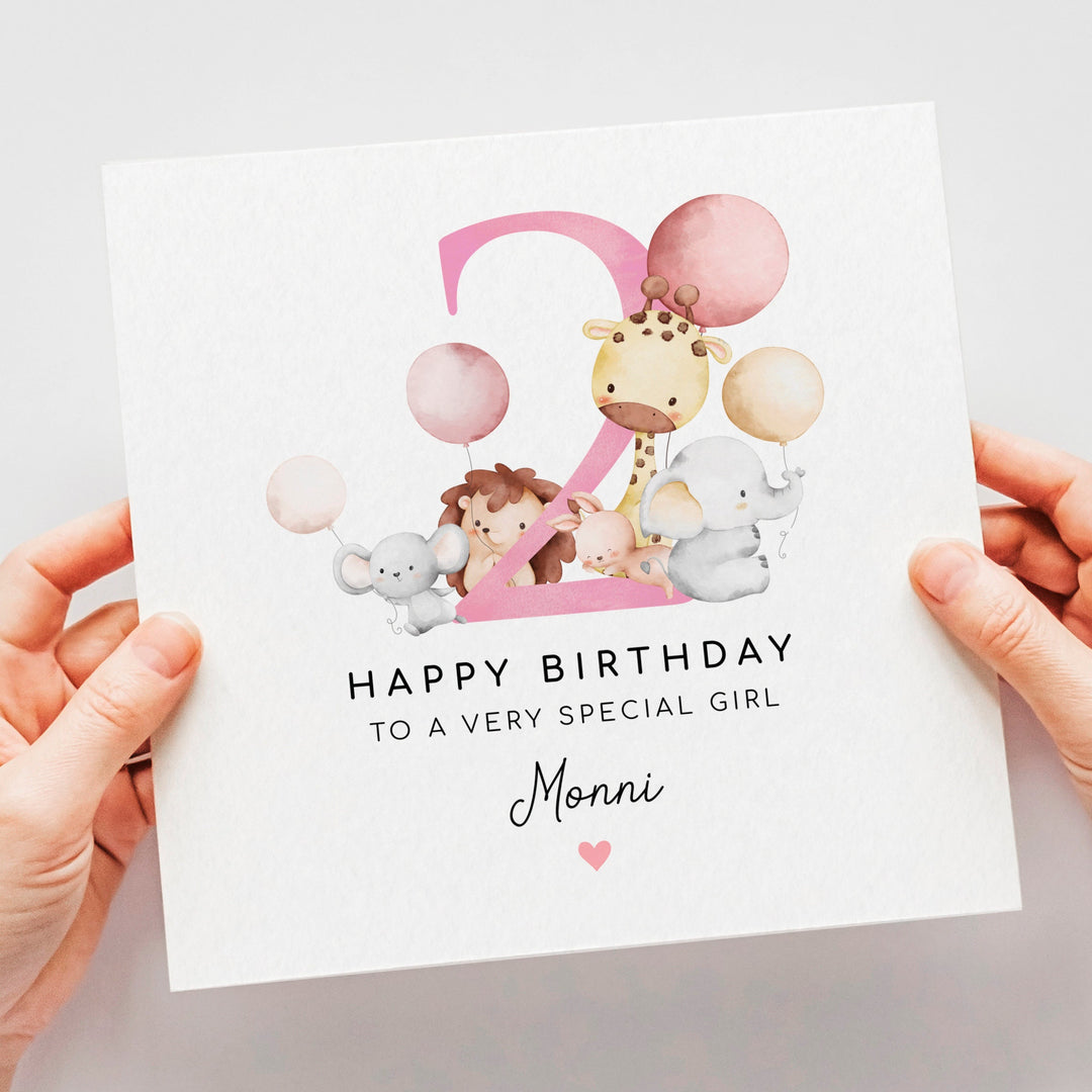 Personalised 2nd birthday girl card