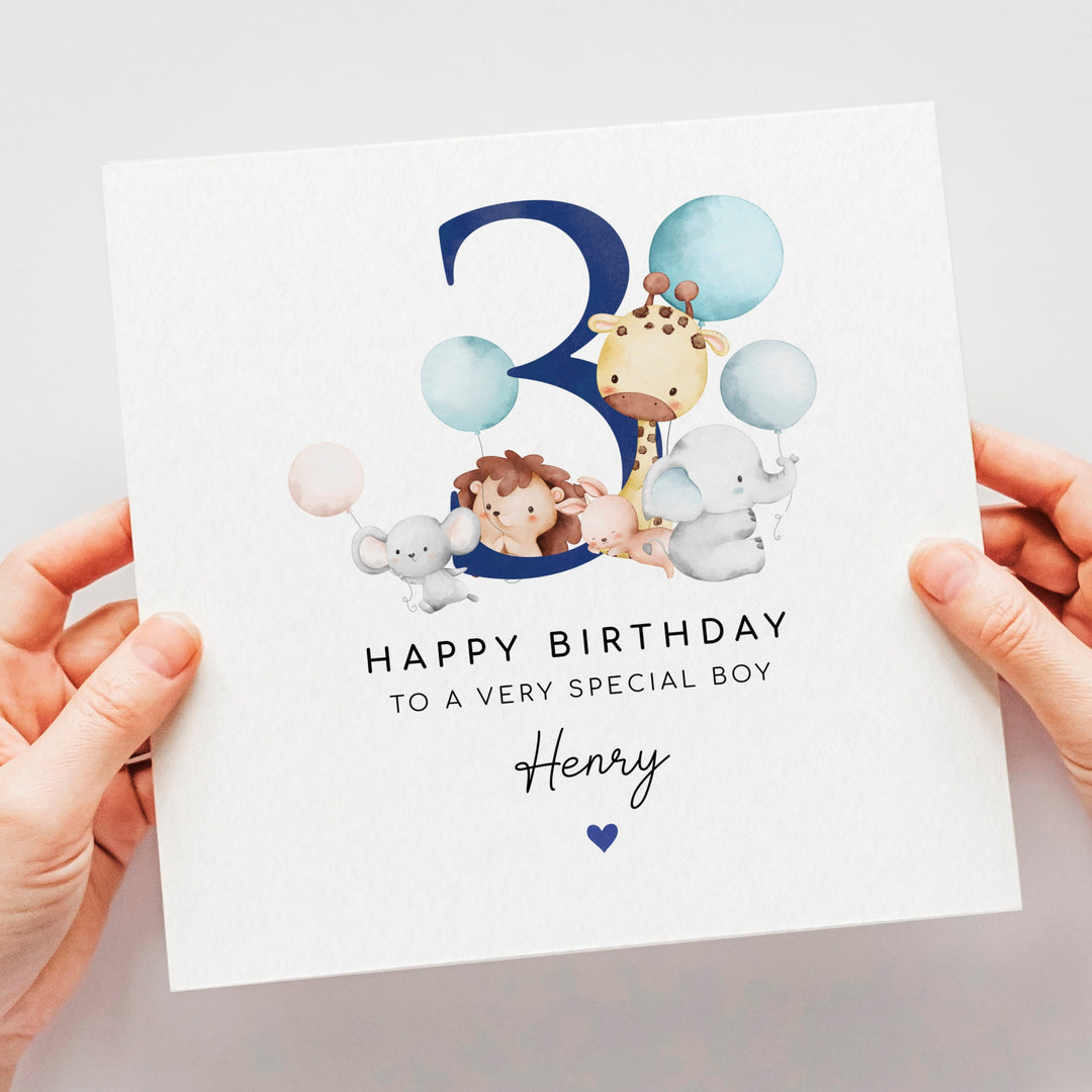 Personalised 3rd birthday boy card