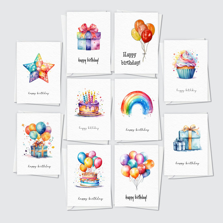 10x Colourful Birthday Cards