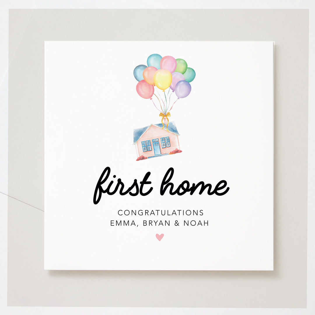 First Home Card, Personalised Congratulations on New House Card, Colourful New Home Card, First Time Homeowner Card