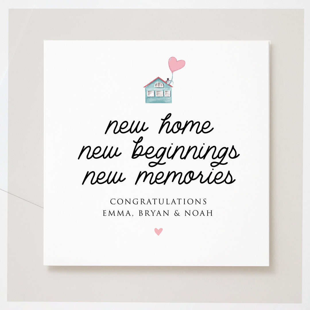 Happy New Home Card, Personalised Congratulations on New House Card, New Home New Beginnings New Memories, Moving Day Card
