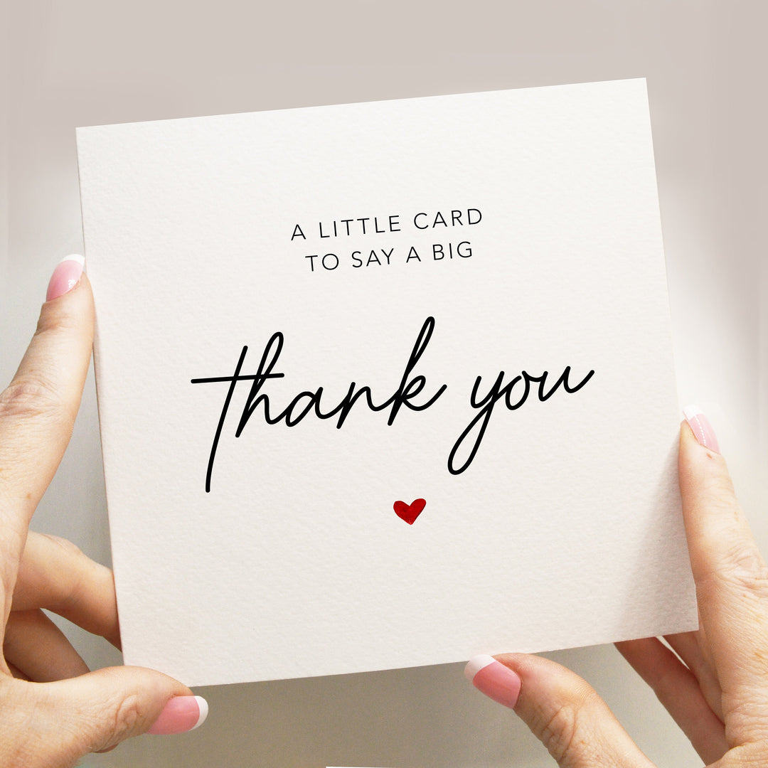 Simple Thank You Card, Little Card To Say A Big Thank You with heart and handwritten font