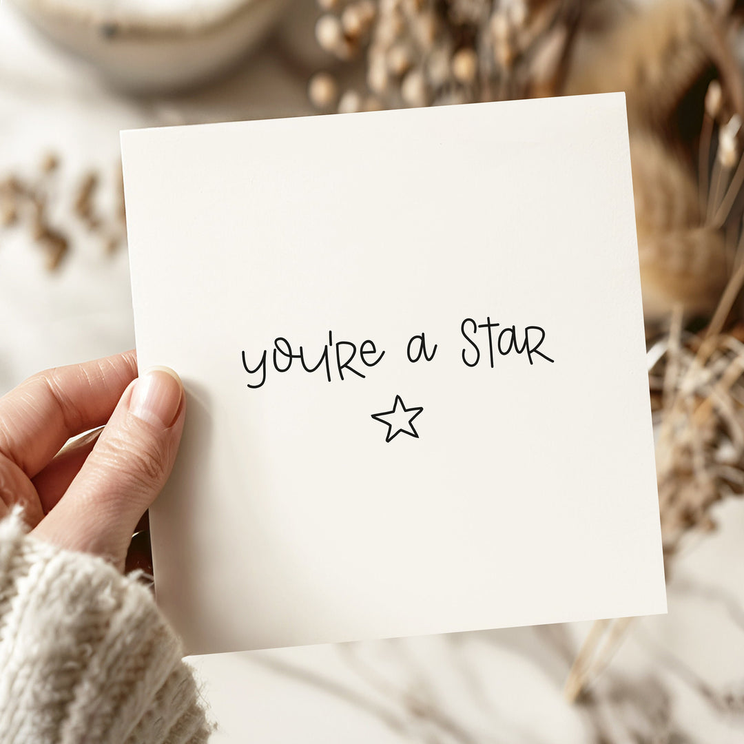 You&#39;re A Star, Thank You Card, You&#39;re Amazing, Congratulations, Proud Of You, Appreciation Card - Timeless Collection with star drawing black and white