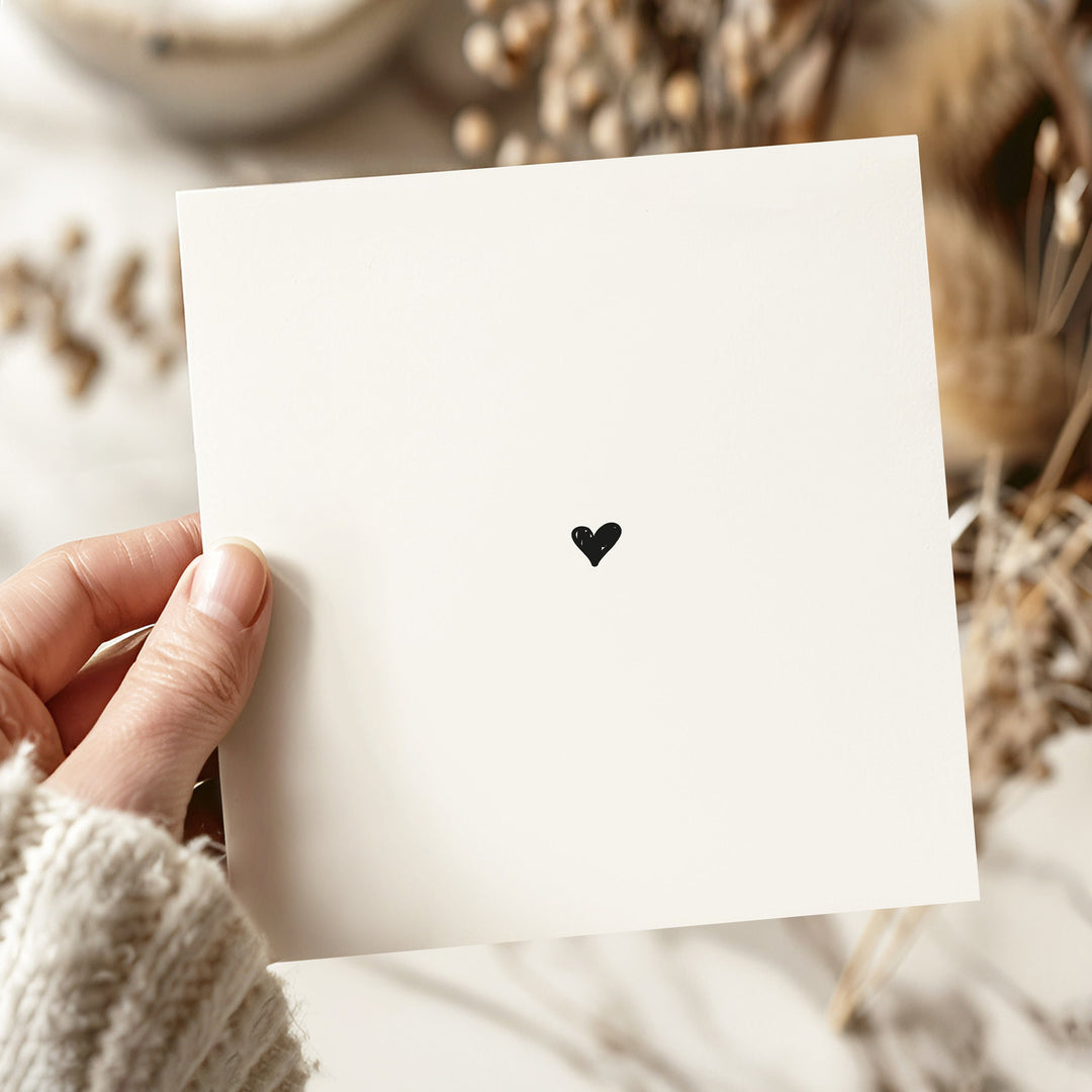 Heart Card, Appreciation Card, Heart Symbol, Love You, Anniversary, Boyfriend Valentines card - Minimalistic Card with black drawn heart