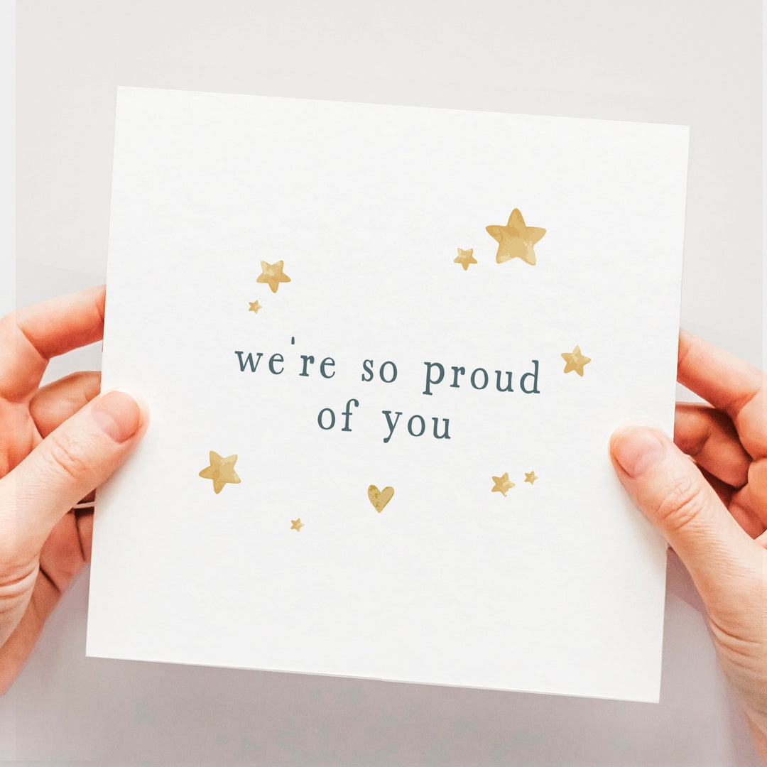 Were so proud of you, congratulations card, proud of you card for a new job, graduation well done, encouragement card, star first job card