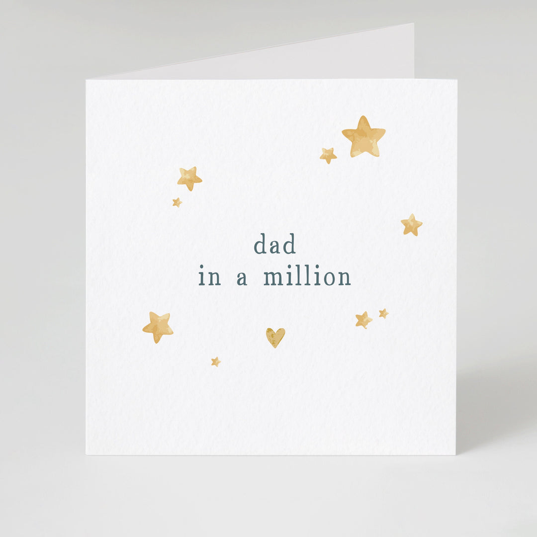 Dad In A Million, Cute Dad birthday Card, Birthday Card for Dad with stars, Simple Birthday Card For Dad and heart