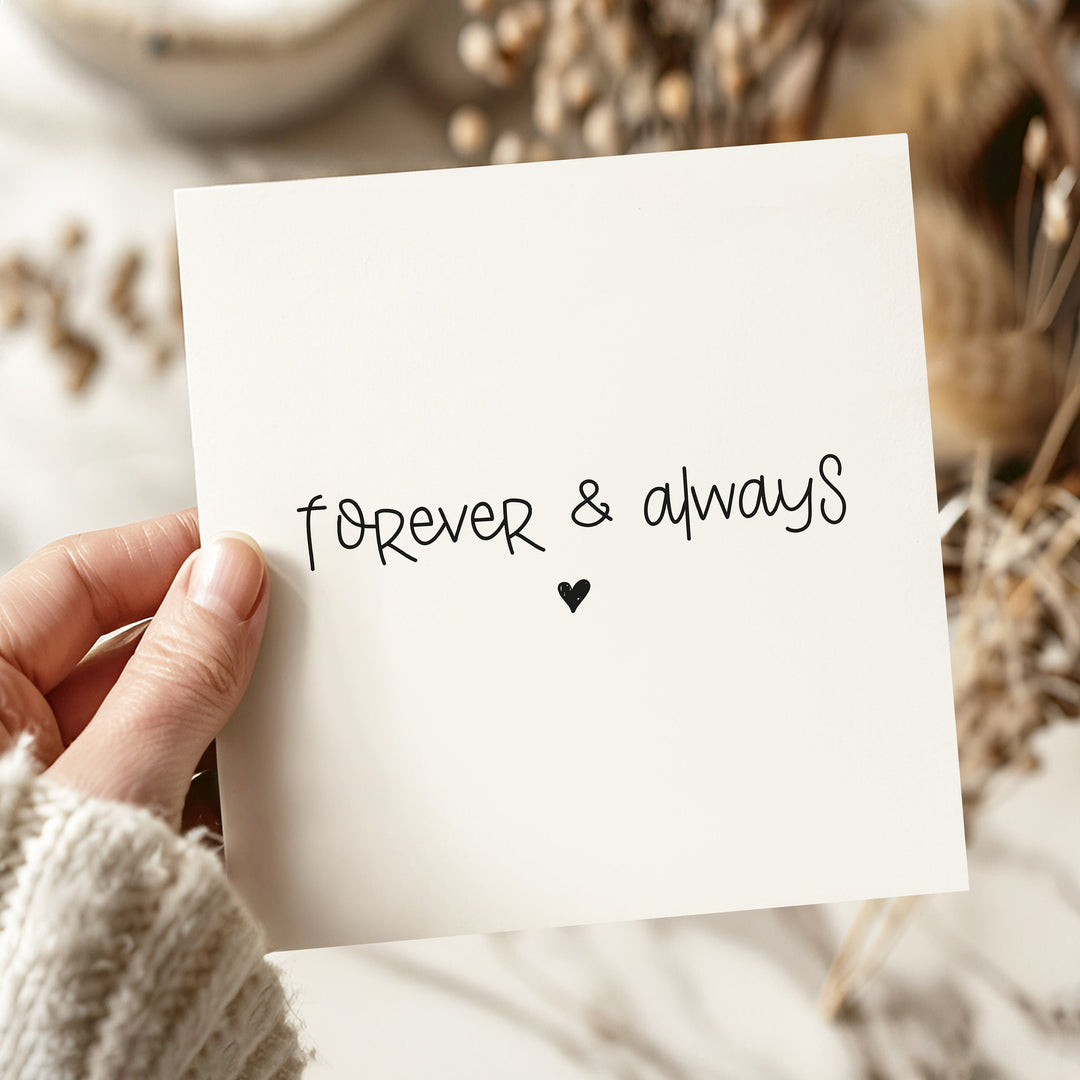 Simple Anniversary Card, Forever And Always, I Love You Romantic Card, Husband Wife, Boyfriend Girlfriend Card - Timeless Collection minimalistic black and white
