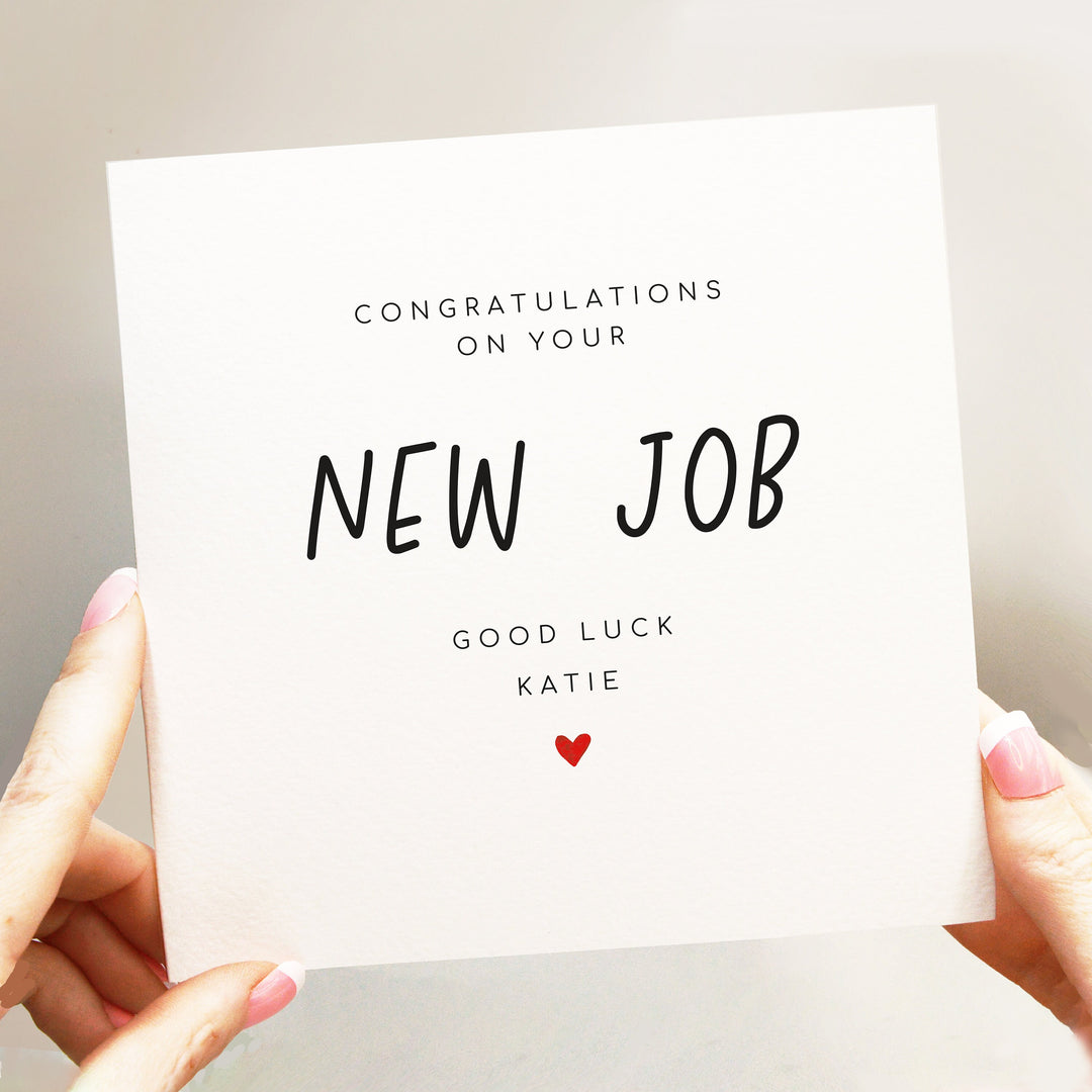 Congratulations On Your New Job Card, Simple New Job Coworker Good Luck in Your New Job Card with Heart, Colleague Leaving Job Card