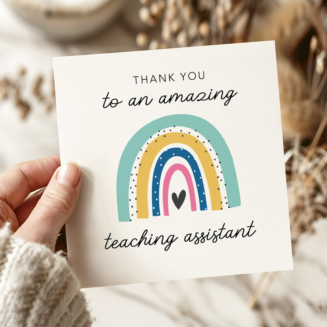 Rainbow End of Term Card, Thank You Teacher Appreciation Card, Classroom Teaching Assistant Thank You Card