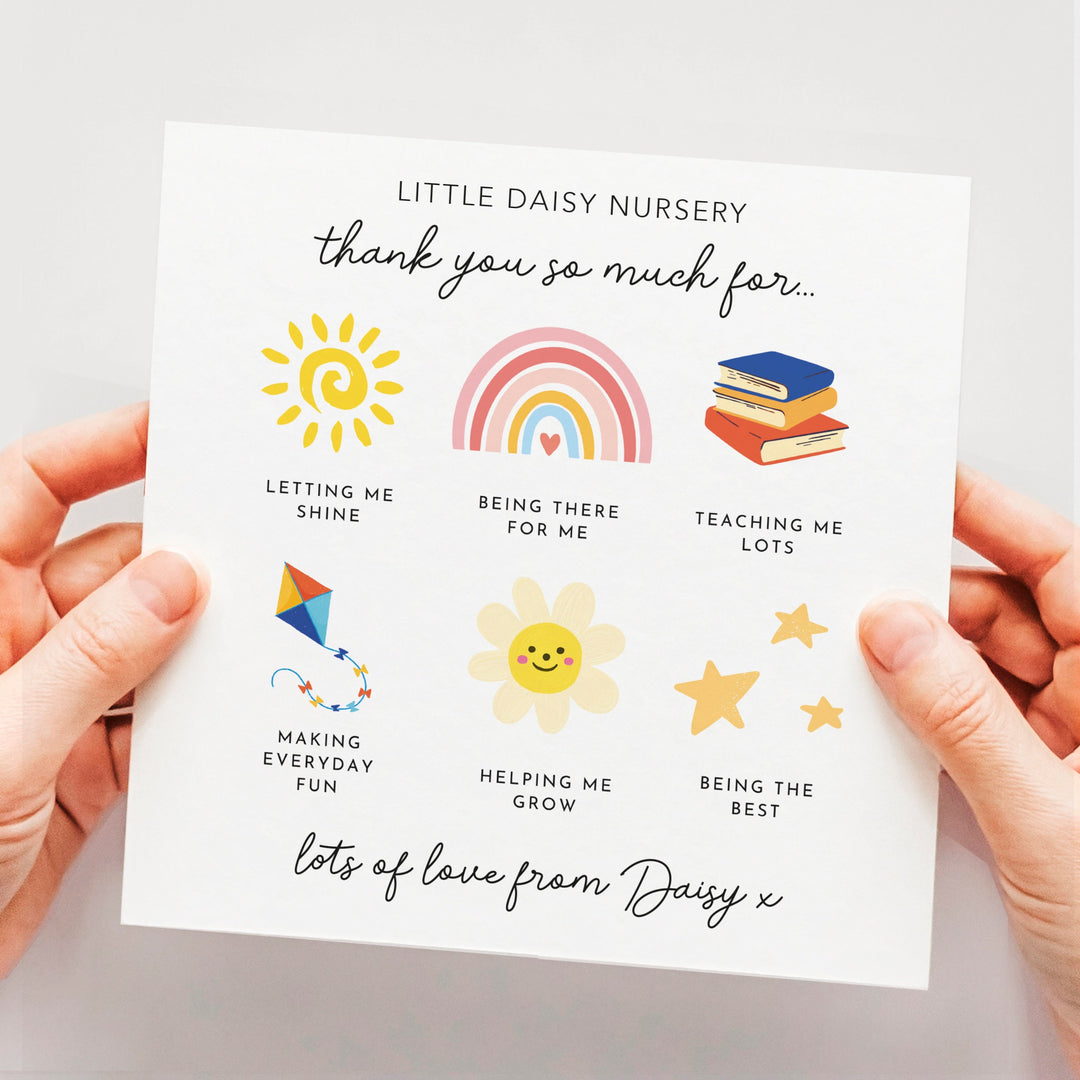 Teacher and Nursery Thank You Card, Personalised School and Teacher Thank You Card, End of Term Gift For Teachers, Nursery Worker Card