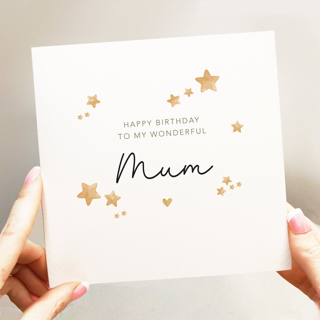 Mum Birthday Card, Cute Stars Design Birthday Card, Birthday Card For Mother, Mom Birthday Card