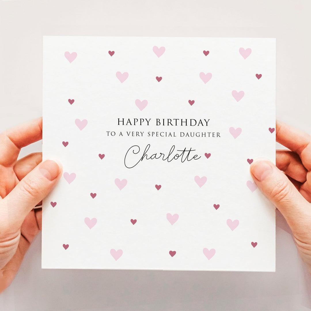 Special Daughter Birthday Card, Personalised Daughter Birthday Card, Niece, Granddaughter, Goddaughter Birthday Card with Hearts