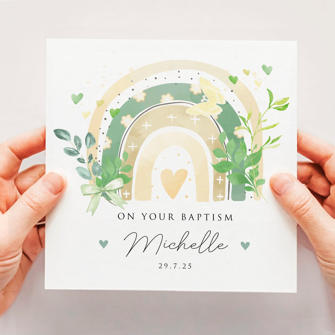 Baptism Card, Elegant Rainbow Christening Card For Niece, Granddaughter, Girl Baptism Card For Goddaughter, Baptism Gift,