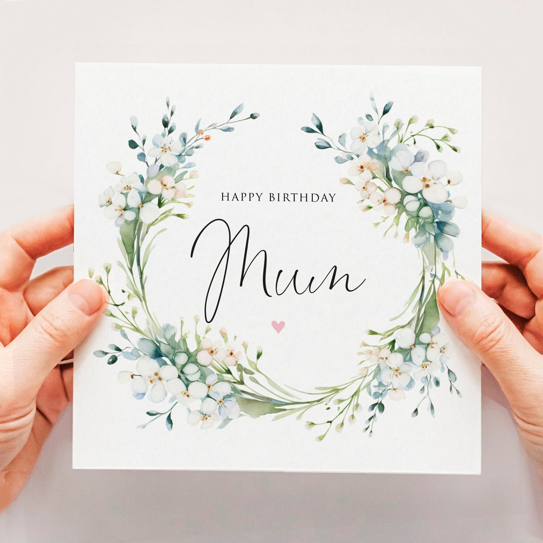 Mum Birthday Card, Floral Birthday Card, Birthday Card For Mother, Greenery Wildflower Mom Birthday Card, Wonderful Mum