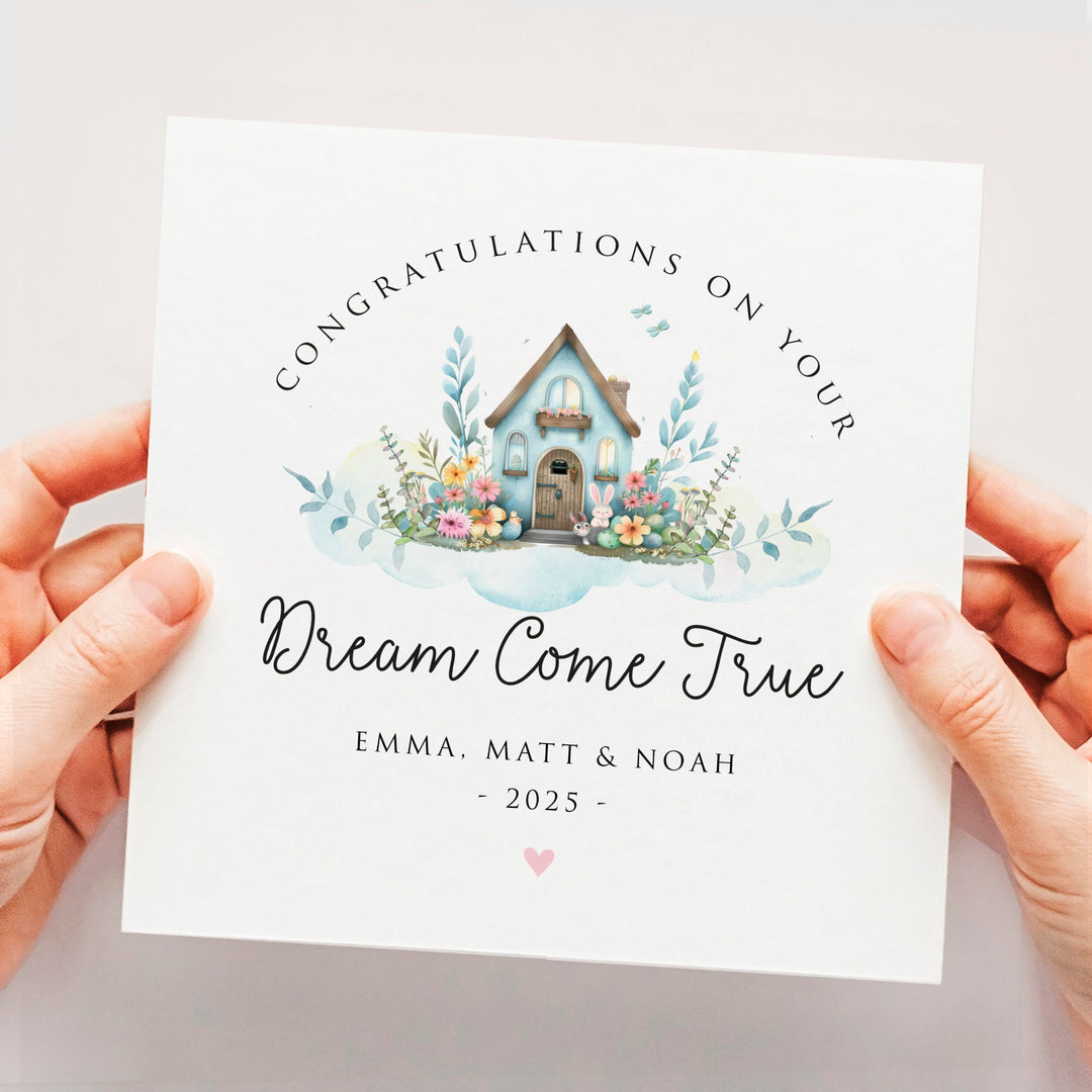 Personalised New Home Card, Dream Come True, New Home Housewarming Gift, Congratulations On Your New Home, Watercolour First Home Card, house in the clouds, buying dream home