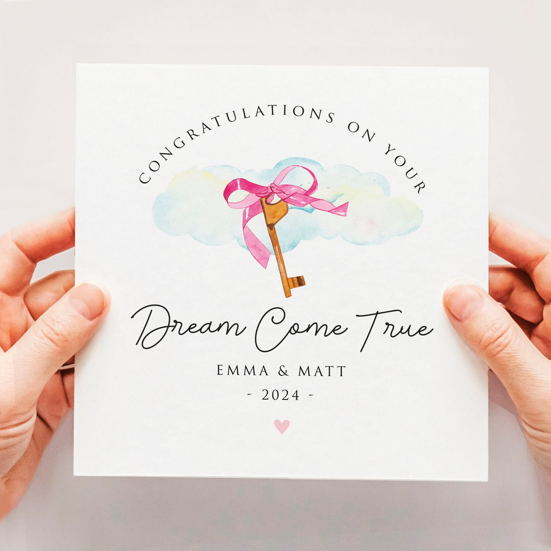 Personalised New Home Card, Dream Come True, New Home Housewarming Gift, Congratulations On Your New Home, Watercolour First Home Card, house in the clouds, buying dream home keys