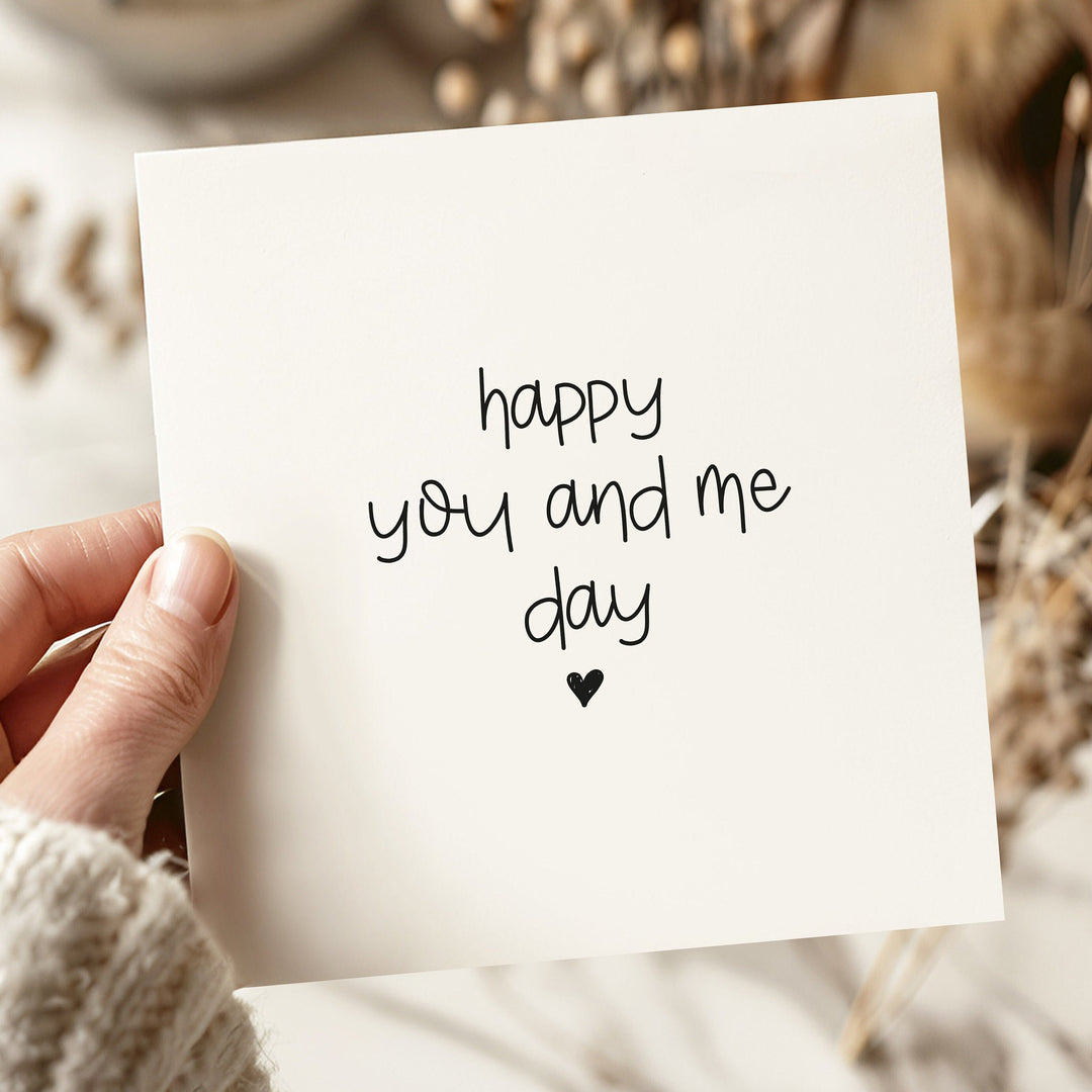 Happy You And Me Day, Anniversary Card, Heart Symbol Card, I Love You, Boyfriend Card - Timeless Collection simple card with heart